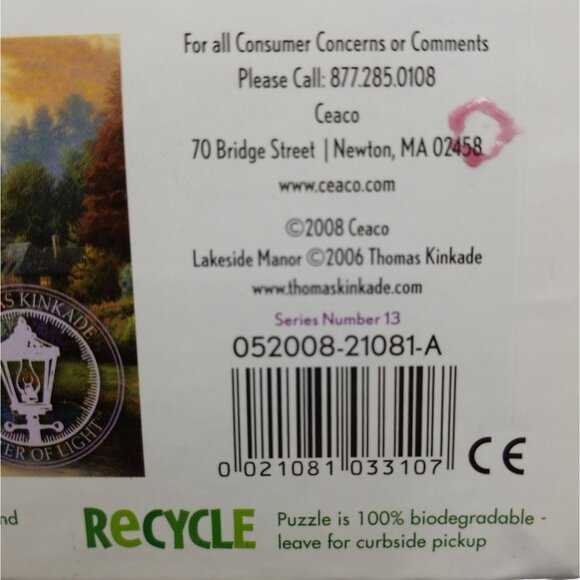 Thomas Kinkade "Lakeside Manor" Unopened 1000 Piece Puzzle 27" x 20" By Ceaco - Picture 4 of 10